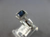 ESTATE .83CT DIAMOND & AAA SAPPHIRE 14K WHITE GOLD EMERALD CUT & ROUND LOVE RING