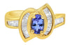 ESTATE 1.03CT DIAMOND & AAA TANZANITE 14KT YELLOW GOLD 3D FRIENDSHIP LOVE RING
