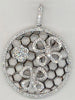 ESTATE 1.09CT DIAMOND 14KT WHITE GOLD MULTI FLOWER CIRCULAR WEB FLOATING PENDANT