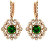 2.8CT DIAMOND & AAA GREEN GARNET 14KT ROSE GOLD CUSHION & ROUND HANGING EARRINGS