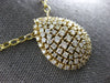 EXTRA LARGE 2.63CT DIAMOND 14K YELLOW GOLD ROUND CLUSTER TEAR DROP LOVE NECKLACE