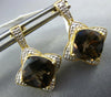 4.27CT DIAMOND & AAA SMOKY TOPAZ 14K YELLOW GOLD CUSHION FLOWER HANGING EARRINGS