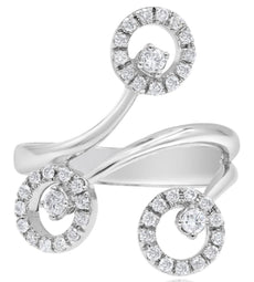 ESTATE .45CT DIAMOND 18KT WHITE GOLD 3D MULTI CIRCULAR CRISS CROSS FUN RING