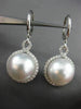 ESTATE LARGE .90CT DIAMOND & AAA SOUTH SEA PEARL 18K WHITE GOLD HANGING EARRINGS