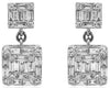 LARGE 2.04CT DIAMOND 18KT WHITE GOLD ROUND & BAGUETTE INVISIBLE HANGING EARRINGS