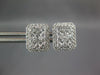 ESTATE LARGE .79CT DIAMOND 14KT WHITE GOLD 3D CLUSTER RECTANGULAR STUD EARRINGS