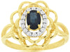 .76CT DIAMOND & AAA SAPPHIRE 14KT YELLOW GOLD OVAL & ROUND 3D FLOWER LOVE RING