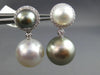 EXTRA LARGE .45CT DIAMOND & SOUTH SEA TAHITIAN PEARL 18KT WHITE GOLD 3D EARRINGS