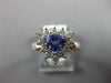 WIDE 1.07CT DIAMOND & AAA TANZANITE 14K WHITE GOLD TRILLION HALO ENGAGEMENT RING