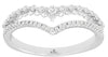 ESTATE .25CT DIAMOND 14KT WHITE GOLD 3D CLASSIC TWO ROW V SHAPE FUN LOVE RING