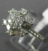 WIDE .89CT ROUND & BAGUETTE DIAMOND 18KT WHITE GOLD OCTAGON FLOWER CLUSTER RING