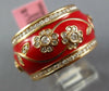 WIDE 1.23CT DIAMOND & RED ENAMEL 18KT ROSE GOLD MULTI FLOWER ETERNITY FUN RING