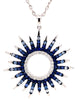 LARGE 2.68CT DIAMOND & AAA SAPPHIRE 18K WHITE GOLD SUNBURST FUN FLOATING PENDANT