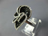 ESTATE LARGE 3.22CT WHITE & BLACK DIAMOND 14KT WHITE GOLD 3D FLOWER LOVE RING