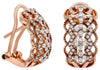 WIDE .56CT DIAMOND 14KT ROSE GOLD 3D MULTI FLOWER FILIGREE FUN HANGING EARRINGS