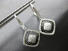 LARGE .66CT DIAMOND 14K WHITE GOLD SQUARE GEOMETRICAL LEVERBACK HANGING EARRINGS