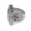 LARGE .40CT BLACK DIAMOND 18KT YELLOW GOLD & 925 SILVER 3D HANDCRAFTED FUN RING
