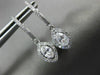 ESTATE .98CT ROUND & MARQUISE DIAMOND 14KT WHITE GOLD 3D HALO HANGING EARRINGS
