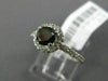 ESTATE 1.0CT WHITE & BLACK DIAMOND 14KT WHITE GOLD CLASSIC HALO ENGAGEMENT RING