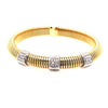 LARGE .64CT DIAMOND 18KT 2 TONE GOLD 3D PYRAMID SHAPE SNAKE CUFF BANGLE BRACELET