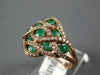 ESTATE WIDE 1.21CT DIAMOND & AAA EMERALD 14KT ROSE GOLD INFINITY FLOWER FUN RING