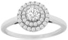ESTATE .52CT DIAMOND 14KT WHITE GOLD ROUND SOLITAIRE DOUBLE HALO ENGAGEMENT RING