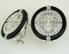 ESTATE .32CT DIAMOND & AAA ONYX 14KT WHITE GOLD FILIGREE CIRCLE CLIP ON EARRINGS