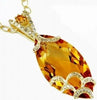 LARGE 22.40CT DIAMOND & AAA CITRINE 14K YELLOW GOLD MARQUISE & ROUND FUN PENDANT