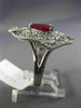 ESTATE EXTRA LARGE 3.05CT DIAMOND & AAA PEAR SHAPE RUBY 14KT WHITE GOLD 3D RING