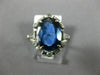 ANTIQUE LARGE 4.25CT DIAMOND & AAA SAPPHIRE 14KT WHITE GOLD HALO ENGAGEMENT RING