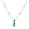 2.6CT DIAMOND & AAA EMERALD 18K 2 TONE GOLD EMERALD CUT & ROUND 3 STONE NECKLACE