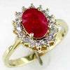 Estate 1.78Ct Diamond & AAA Ruby 14Kt Yellow Gold Oval & Round Classic Flower Love Ring