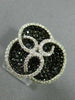 ESTATE LARGE 3.43CT WHITE & BLACK DIAMOND 14KT WHITE GOLD LOVE KNOT FLOWER RING