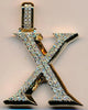 ESTATE EXTRA LARGE 1.06CT DIAMOND 14K YELLOW GOLD X INITIAL FUN FLOATING PENDANT