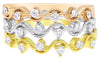 WIDE .47CT DIAMOND 18KT TRI COLOR GOLD MULTI WAVE SEMI ETERNITY ANNIVERSARY RING
