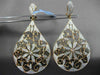 ANTIQUE MASSIVE .67CT DIAMOND 18KT ROSE GOLD 3D FLORAL FILIGREE HANGING EARRINGS
