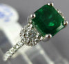 LARGE 1.73CT DIAMOND & AAA EMERALD 14KT WHITE GOLD DOUBLE FLOWER ENGAGEMENT RING