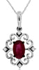 .59CT DIAMOND & AAA RUBY 14KT WHITE GOLD 3D OVAL & ROUND FLOWER FLOATING PENDANT