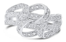 ESTATE .22CT DIAMOND 14KT WHITE GOLD 3D MULTI ROW LOVE KNOT FUN RING