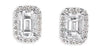 1.20CT DIAMOND 14KT WHITE GOLD 3D ROUND & EMERALD CUT SQUARE HALO STUD EARRINGS