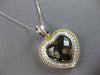 EXTRA LARGE 10.68CT DIAMOND & AAA SMOKEY TOPAZ 14KT 2 TONE GOLD HEART PENDANT