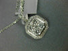 ESTATE LARGE .74CT DIAMOND 18KT WHITE GOLD SQUARE CLUSTER HALO FLOATING PENDANT