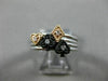 .05CT DIAMOND 14KT WHITE BLACK & ROSE GOLD 3D HEART FLOWER MULTI STACKABLE RING