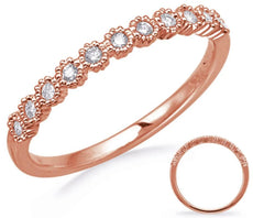 .13CT DIAMOND 14KT ROSE GOLD 3D SEMI ETERNITY FILIGREE MILGRAIN ANNIVERSARY RING
