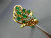 ESTATE WIDE .46CT DIAMOND & AAA EMERALD 14K YELLOW GOLD 3D WOVEN BASKET FUN RING