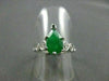 ANTIQUE 1.5CT DIAMOND & AAA JADE 14K WHITE GOLD TEAR DROP ENGAGEMENT RING #21762