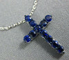 ESTATE SMALL .49CT AAA SAPPHIRE 18KT WHITE GOLD 3D CLASSIC CROSS PENDANT