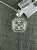 ESTATE LARGE .74CT DIAMOND 18KT WHITE GOLD SQUARE CLUSTER HALO FLOATING PENDANT