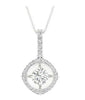 ESTATE .15CT DIAMOND 14KT WHITE GOLD 3D SOLITAIRE ROUND HALO FLOATING PENDANT