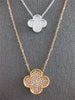 LARGE 1.57CT WHITE & LIGHT PINK DIAMOND 18K WHITE & ROSE GOLD 3D FLOWER NECKLACE